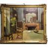 Tableau \"Scène d\'intérieur\" signé A. BAILLY