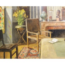 Tableau \"Scène d\'intérieur\" signé A. BAILLY