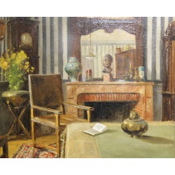 Tableau \"Scène d\'intérieur\" signé A. BAILLY