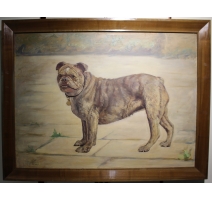 Tableau Chien "Bulldog anglais" signé C. KING