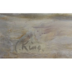 Tableau Chien \"Bulldog anglais\" signé C. KING