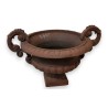 Small, low Medicis urn in brown cast iron, with a handle