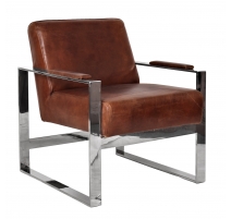Fauteuil style 1950 cuir et métal chromé