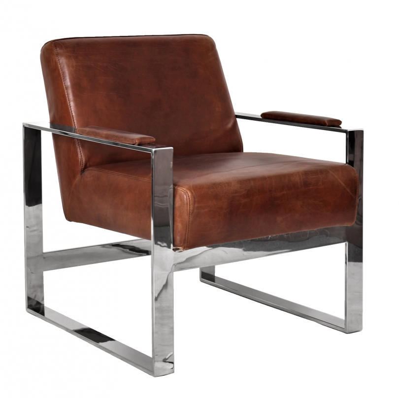 Fauteuil style 1950 cuir et métal chromé