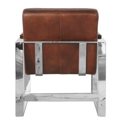 Fauteuil style 1950 cuir et métal chromé