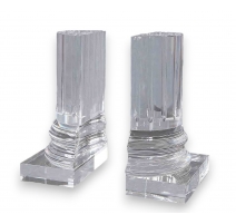 Paire de serre-livres en cristal, forme colonne