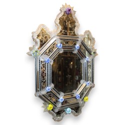 Miroir Murano Belisandra en verre gravé, Fleurs