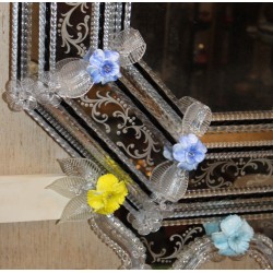Miroir Murano Belisandra en verre gravé, Fleurs
