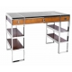 Petit Bureau Aston en inox et cuir noir