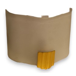 A pair of wall lights in lacquered bronze and frosted glass