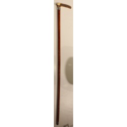 Walking stick with a horn handle and a silver ferrule