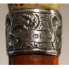 Walking stick with a horn handle and a silver ferrule