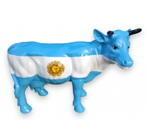Petite vache en résine "Drapeau Argentin"