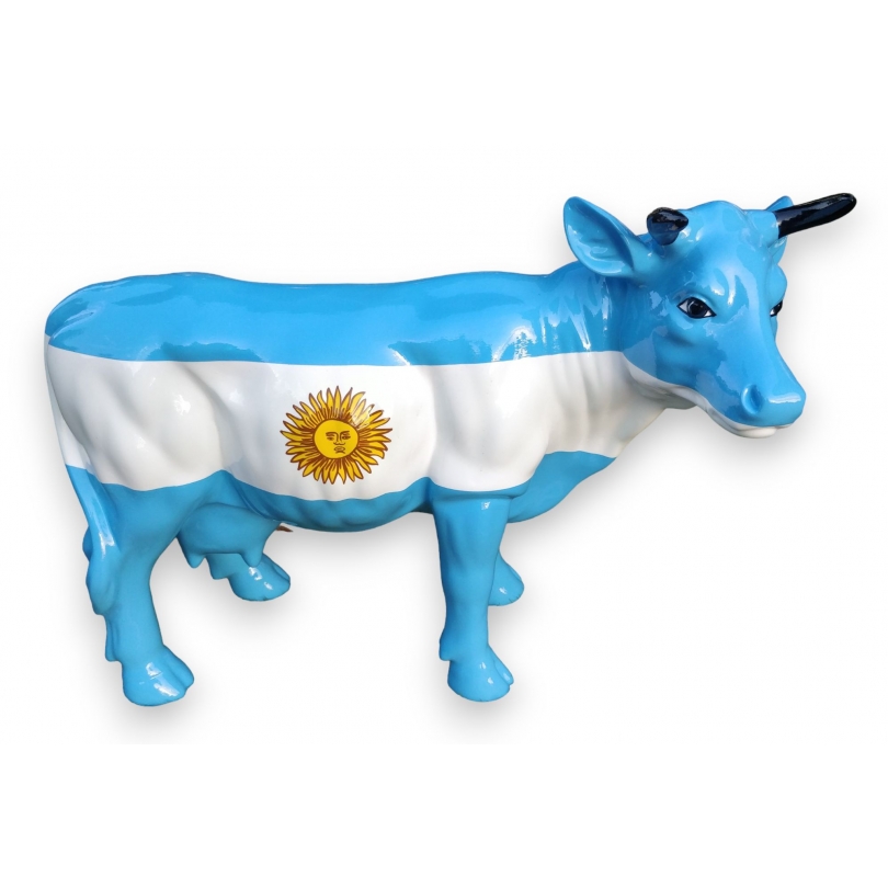 Petite vache en résine "Drapeau Argentin"