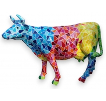 Vache taille nature motif multicolore triangulaire