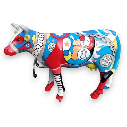 Vache en résine motif "Picasso"