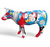 Vache en résine motif "Picasso"