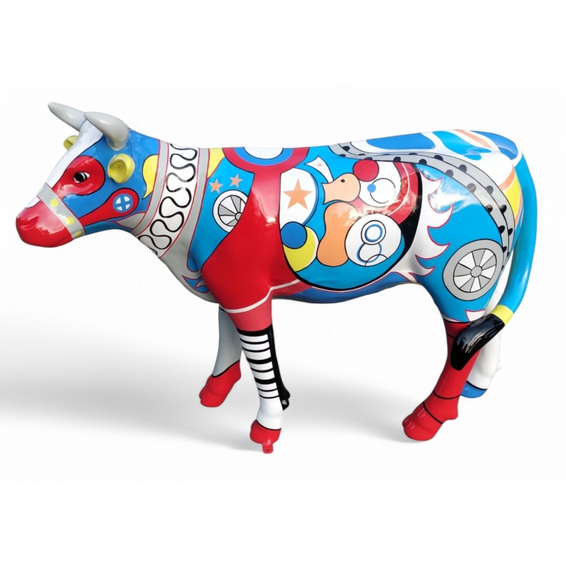 Vache en résine motif "Picasso"