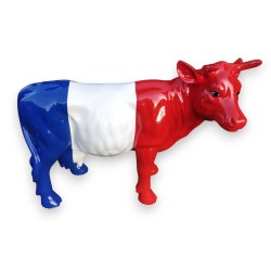 Petite vache en résine \"Drapeau Français\"