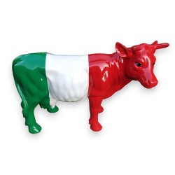 Petite vache en résine \"Drapeau Italien\"