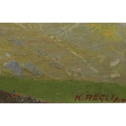 Tableau \"Urdensee Tschiertschen\" signé K. REGLI 17
