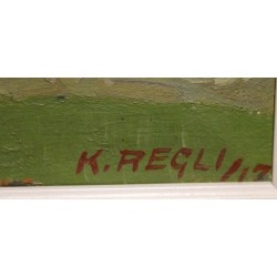 Tableau \"Urdensee Tschiertschen\" signé K. REGLI 17
