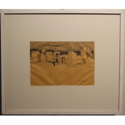 Dessin "La roulotte bleue" signé F. MILO