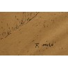 Dessin "La roulotte bleue" signé F. MILO