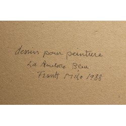 Dessin "La roulotte bleue" signé F. MILO