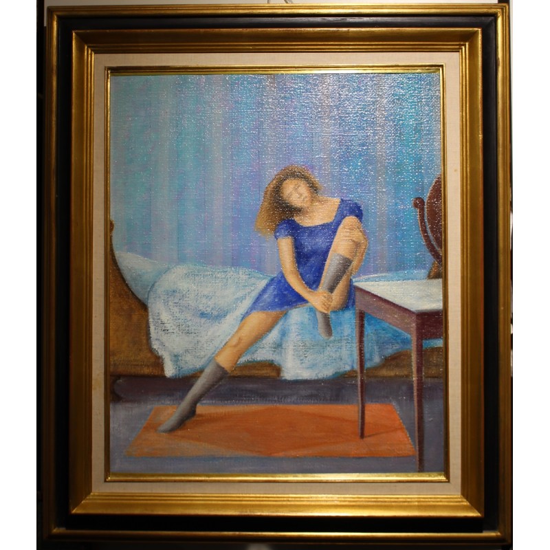Tableau \"Jeune fille\" signé B. BERGER