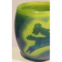 Vase en verre jaune signé JOUMANI