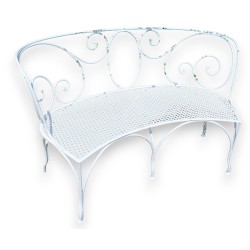 White MALMAISON curved wrought-iron sofa at Moinat SA – Antiques and home décor