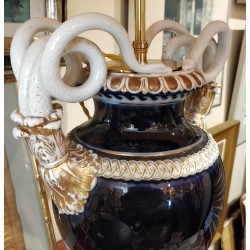Paire de vases Meissen bleu cobalt aux serpents