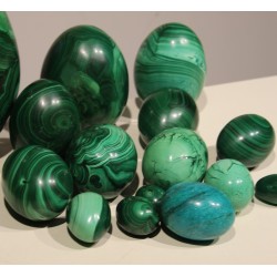 A collection of 15 malachite eggs