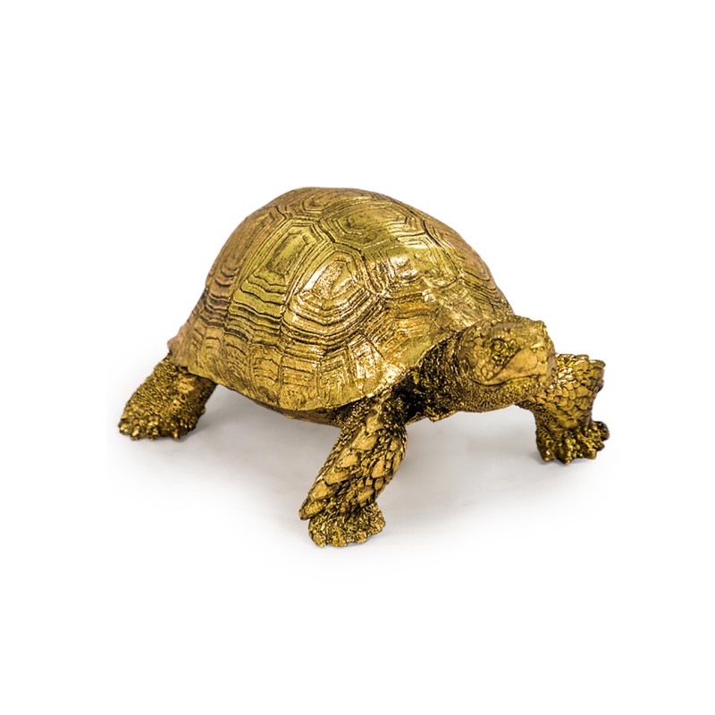 Tortue en résine dorée