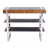 "Aston" console table in wood, leather and stainless steel