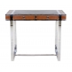 Petit Bureau Aston en inox et cuir noir