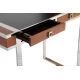 Petit Bureau Aston en inox et cuir noir