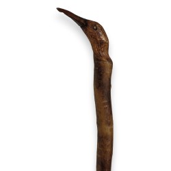 Monoxyl bird walking stick made from hazel wood