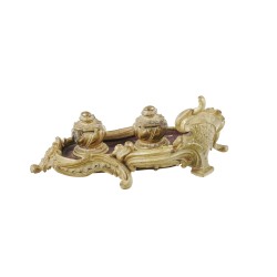 Encrier style Louis XV en bronze doré et ciselé