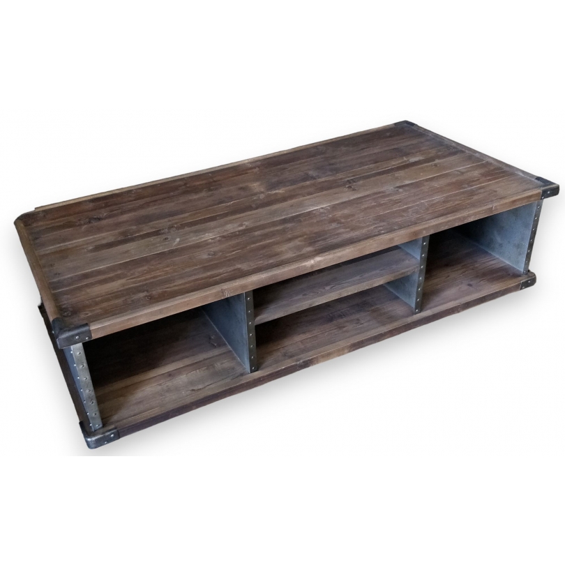 Table basse industrielle sur roulettes