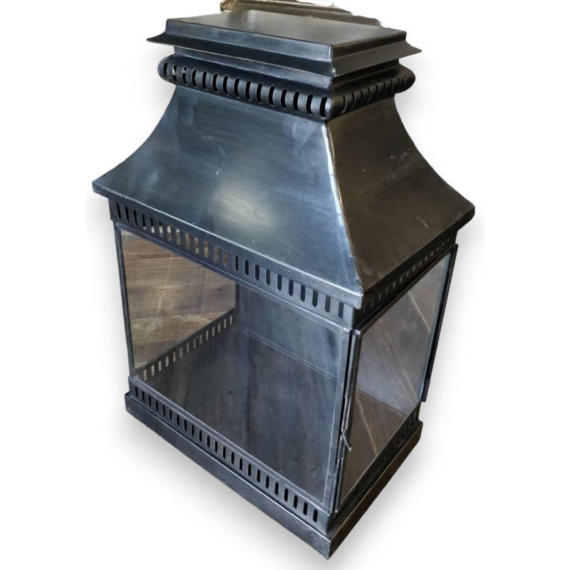 Black sheet-metal lantern (not electrified)