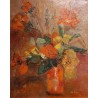 Tableau \"Bouquet orange\" signé M. FAES 79