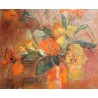 Tableau \"Bouquet orange\" signé M. FAES 79
