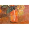 Tableau \"Bouquet orange\" signé M. FAES 79
