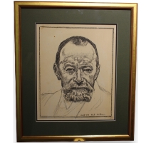 Gravure "Autoportrait" par Ferdinand HODLER 1916