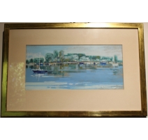 Pastel "Bord du Lac" signé R. GUIGNARD 80