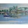 Pastel "Bord du Lac" signé R. GUIGNARD 80