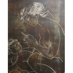 Gravure "Mère et enfant" signée ERNI