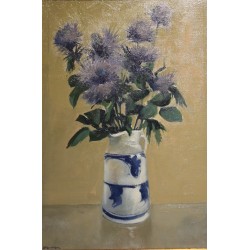 Tableau \"Chardons bleus\" signé STAUFFER
